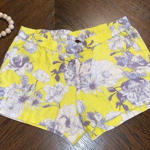 Kut from the Kloth Yellow Floral Linen Shorts